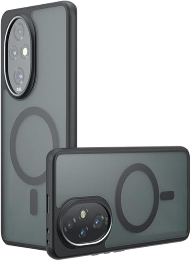 FASCINATION phone case compitable with Honor 200 Pro 5G Magnetic Phone Case, [Compatible with Mag-safe] Translucent Matte Black Shockproof TPU bezel +PC back case phone Cover for Honor 200 Pro 5G